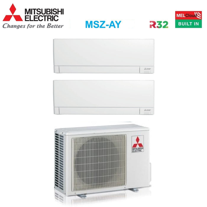 Climatizzatore Condizionatore Mitsubishi Electric Dual Split Inverter Linea Plus serie MSZ-AY 12+12 con MXZ-2F53VF R-32 Wi-Fi Integrato 12000+12000