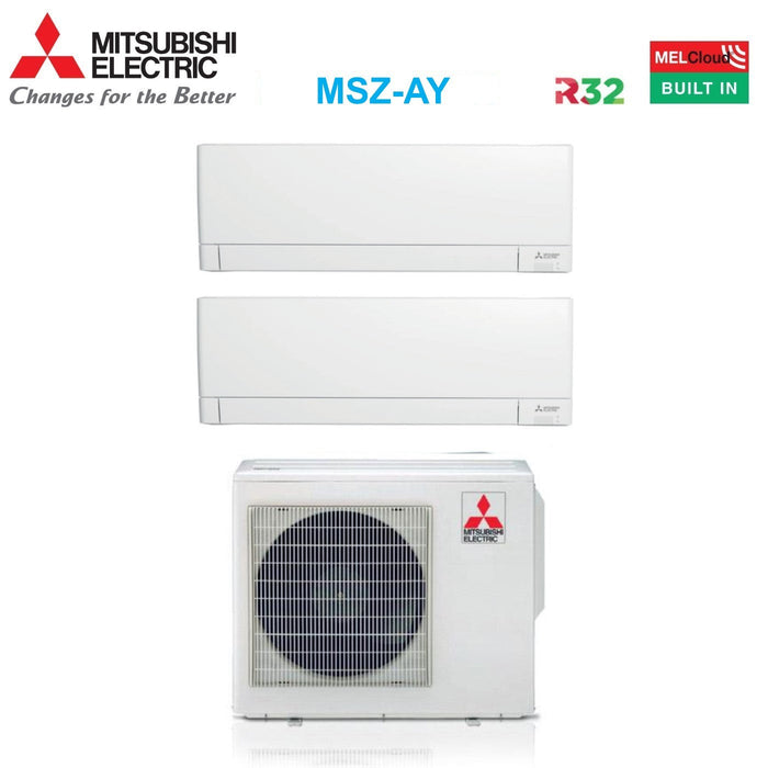 Climatizzatore Condizionatore Mitsubishi Electric Dual Split Inverter Linea Plus serie MSZ-AY 18+18 MXZ-3F54VF R-32 Wi-Fi Integrato 18000+18000