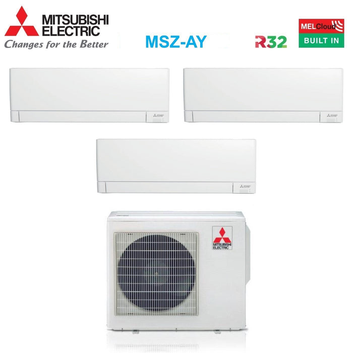 Climatizzatore Condizionatore Mitsubishi Electric Trial Split Inverter Linea Plus serie MSZ-AY 9+9+18 con MXZ-3F54VF R-32 Wi-Fi Integrato 9000+9000+18000